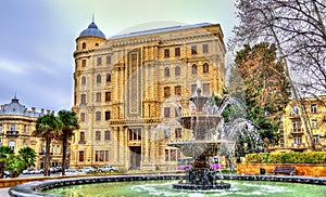 Fountain in Philarmonic gardens of Baku