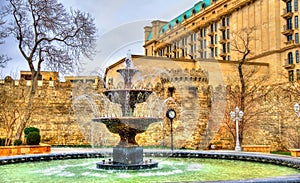 Fountain in Philarmonic gardens of Baku