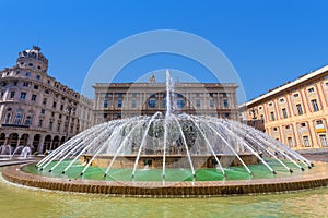 Fountain on Piazza de Ferrari in Genoa. photo