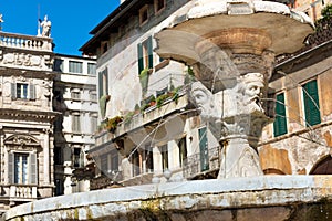 Fountain in Piazza delle Erbe - Verona Italy