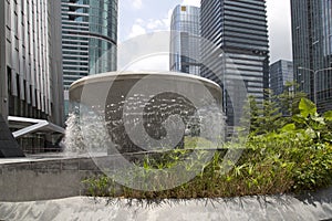 Fountain and group skyscrapers in city Shenzhen