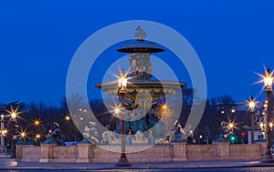 The fountain at the Place de la Concorde at night,Paris.