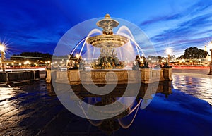 The fountain at the Place de la Concorde at night,Paris.