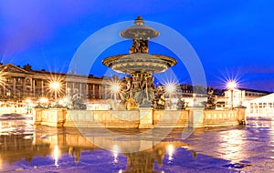 The fountain at the Place de la Concorde at night,Paris.