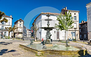 Fountain on Place du Minage in Angouleme, France