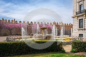 Fountain at Plaza Adolfo Suarez Square - Avila, Spain photo