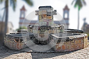 Fountain in Plaza of CopÃÂ¡n Ruinas photo