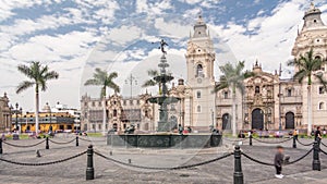 Fountain on The Plaza de Armas timelapse hyperlapse, also known as the Plaza Mayor photo