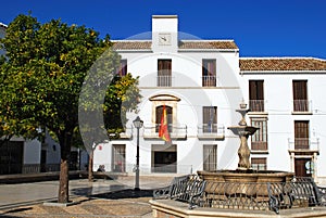 Fountain and town hall, Estepa, Spain. photo