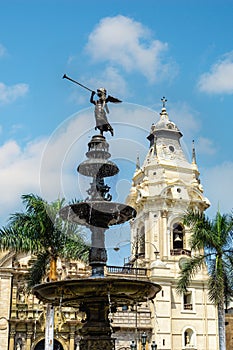 The fountain in Plaza Mayor, Lima, Peru