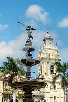 The fountain in Plaza Mayor, Lima, Peru photo