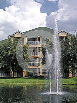 Fountain and pond