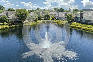 Fountain and pond townhouse community