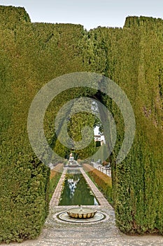 Fountain and pool in Generalife, Granada