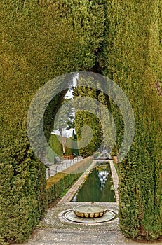 Fountain and pool in Generalife, Granada