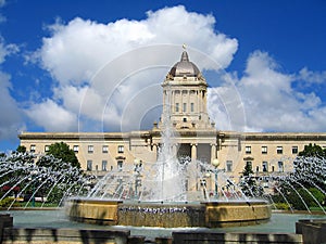 Winnipeg, Manitoba Provincial Legislative Assembly Building with Fountain, Canada photo