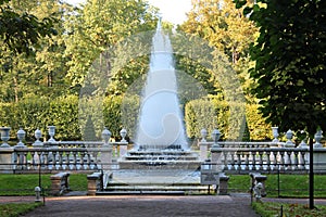 Fountain `Pyramid` in the Lower Park of Peterhof. St. Petersburg.