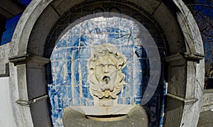 Fountain in railway station on the neighbourhood of Lisbon