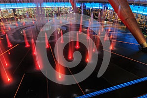 Fountain with red light