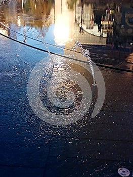 Fountain with reflection, Cleveland, Ohio