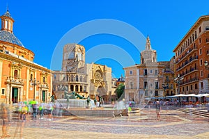 Valencia Fountain Rio Turia on Square of the Virgin Saint Mary, photo