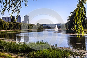 Fountain in the river.