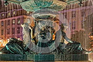 Fountain at Rossio Square in Lisbon