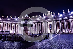 Fountain in Saint Peter`s Square at the Vatican