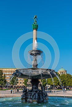 Fountain at Schlossplatz in Stuttgart, Germany