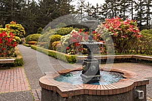 Fountain in the Shore Acres State Park botanical garden