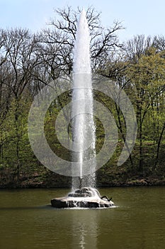 Fountain `Snake` in dendrology park Sofiyivka Uman city, Ukraine