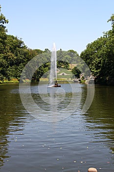 Fountain Snake in the Sofiyivsky Park. Botanical Garden arboretum in Uman, Cherkasy Oblast, Ukraine