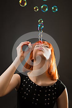 Fountain from soap bubbles