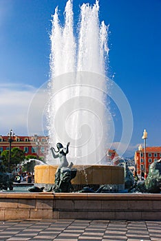 Fountain Soleil on Place Massena in Nice, France