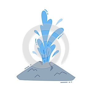 Fountain Springing Pure Organic Water Out of Ground Vector Illustration