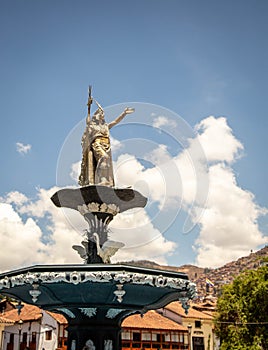 fountain in the square in Cusco Peru