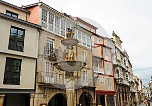 Fountain in the Square of Iron - Praza do Ferro de Ourense Orense, Galicia, Spain