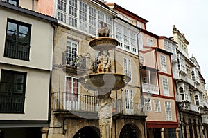 Fountain in the Square of Iron - Praza do Ferro de Ourense Orense, Galicia, Spain