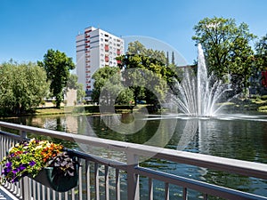 Fountain Stadtpark Suhl in Thuringia in Germany