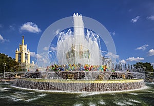 Fountain `Stone flower` on the territory of the All-Russian exhibition center VDNH. Moscow