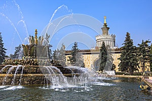 Fountain stone flower in VDNH exhibition in Moscow