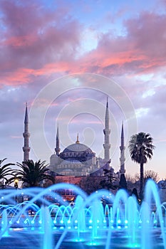 Fountain on Sultanahmet area in evening time