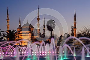 Fountain on Sultanahmet area in evening time