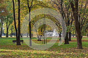Fountain in Swietokrzyski Park in Warsaw