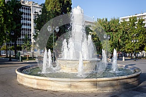 Fountain in Syntagma square in front of the Greek parliament