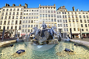Fountain at Terreaux place, Lyon, France