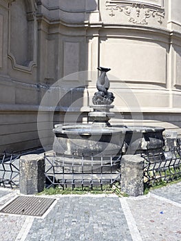 Fountain with Three Entangled Dolphin Bodies