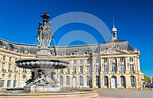 Fountain of the Three Graces at on the Place de la Bourse in Bordeaux, France