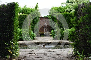 Fountain, Tintinhull Garden, Somerset, England, UK