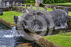 Fountain in Tirta Gangga water palace on Bali island